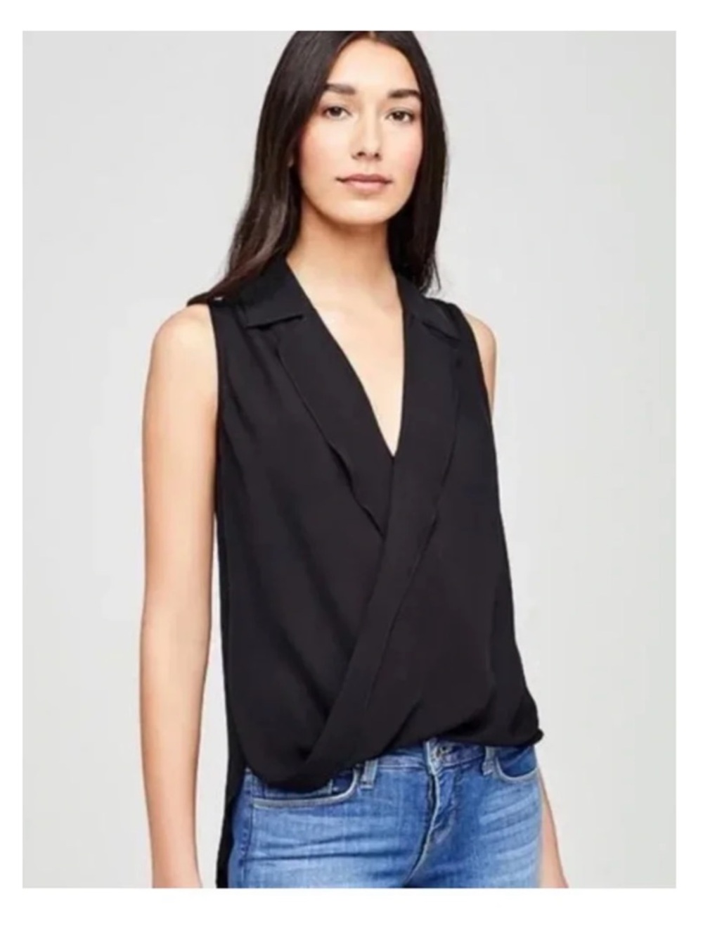 L’agence 100% silk navy blue top
